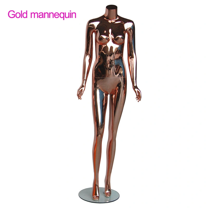 Rose Gold Glossy Headless Female Mannequin for Clothes Shop Display