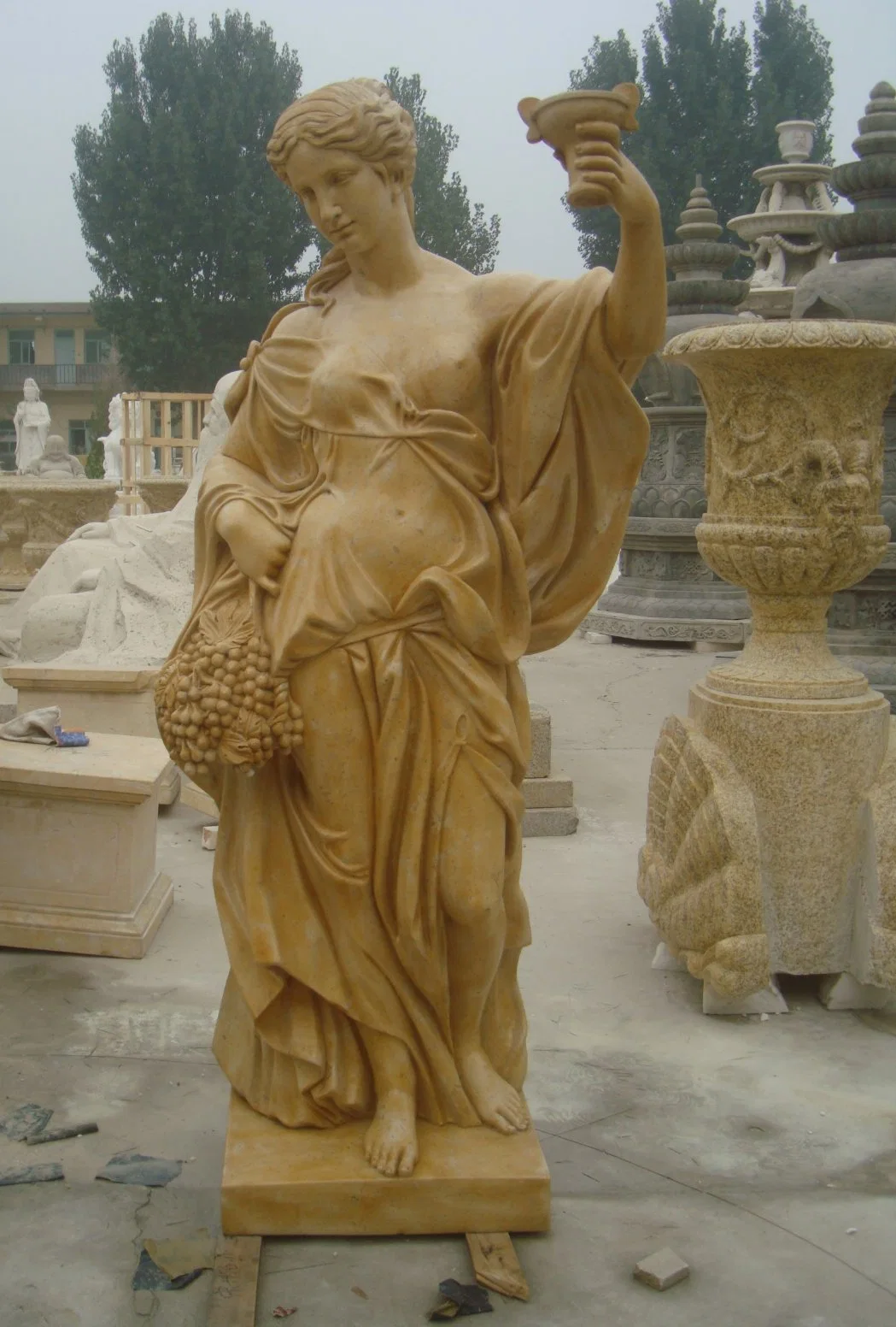 Желтый Garden рукой резные мраморные статуи камня рисунок скульптура (SYMS-032)