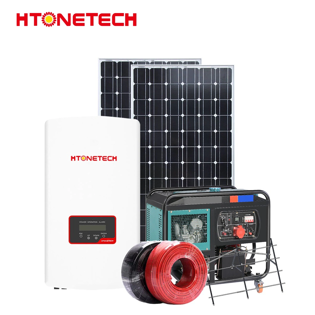 Htonetech Solar Panel All Black Mono 450W Wind Power Inverter Für Windgenerator China komplette tragbare Solar-Power-System mit 8kW Silent Diesel Generatoren