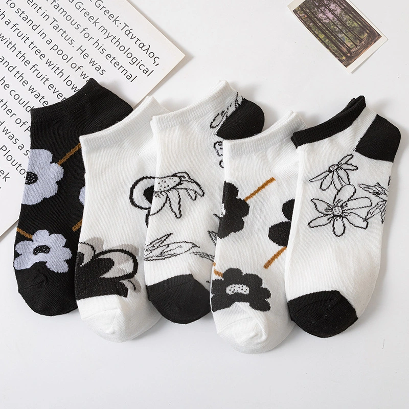 Men Women Cotton Summer Spring Custom Design Anti-Slip Sports Toe Socks