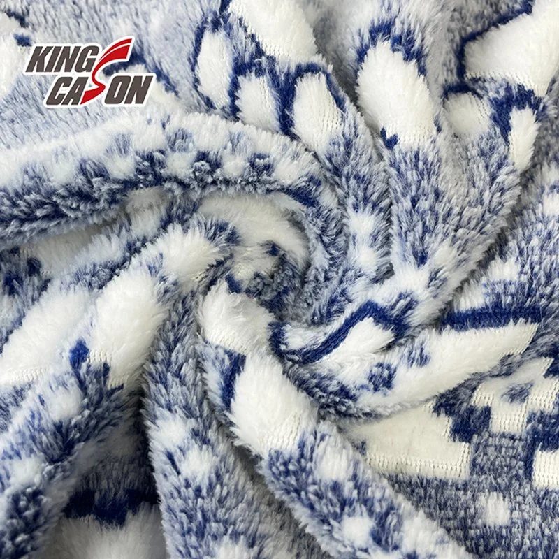 Kingcason Good Quality Glued Print Coral Fleece Fabric for Blankets