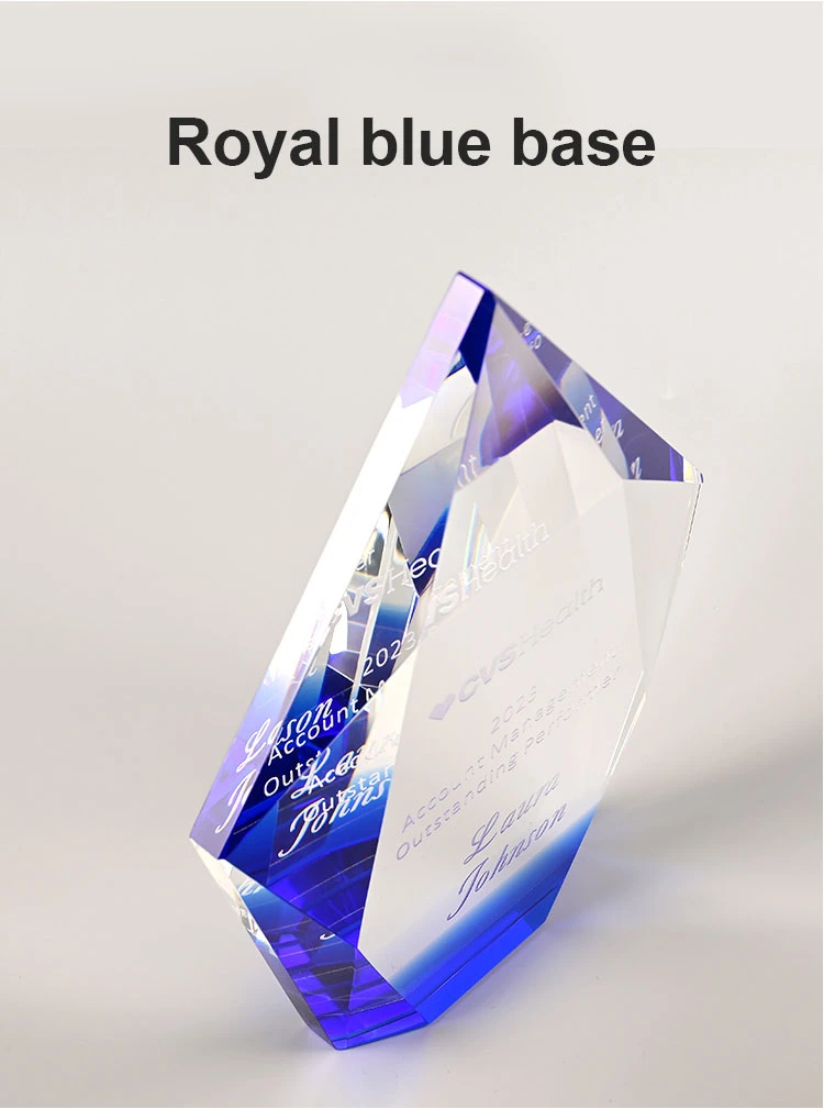 New Design Custom Logo Crystal Trophy with Wooden Base Award Glass Trophies