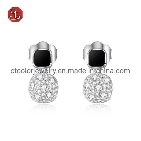 Exquisite Design Jewellery Silver 925 Elegant Gold Super Shiny Zirconia Earrings as Gift