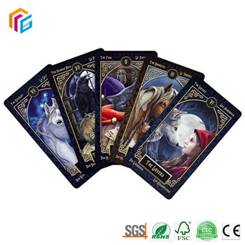 Produit populaire cartes de tarot de jeu de cartes dorées personnalisées Impression de cartes Oracle Deck avec emballage