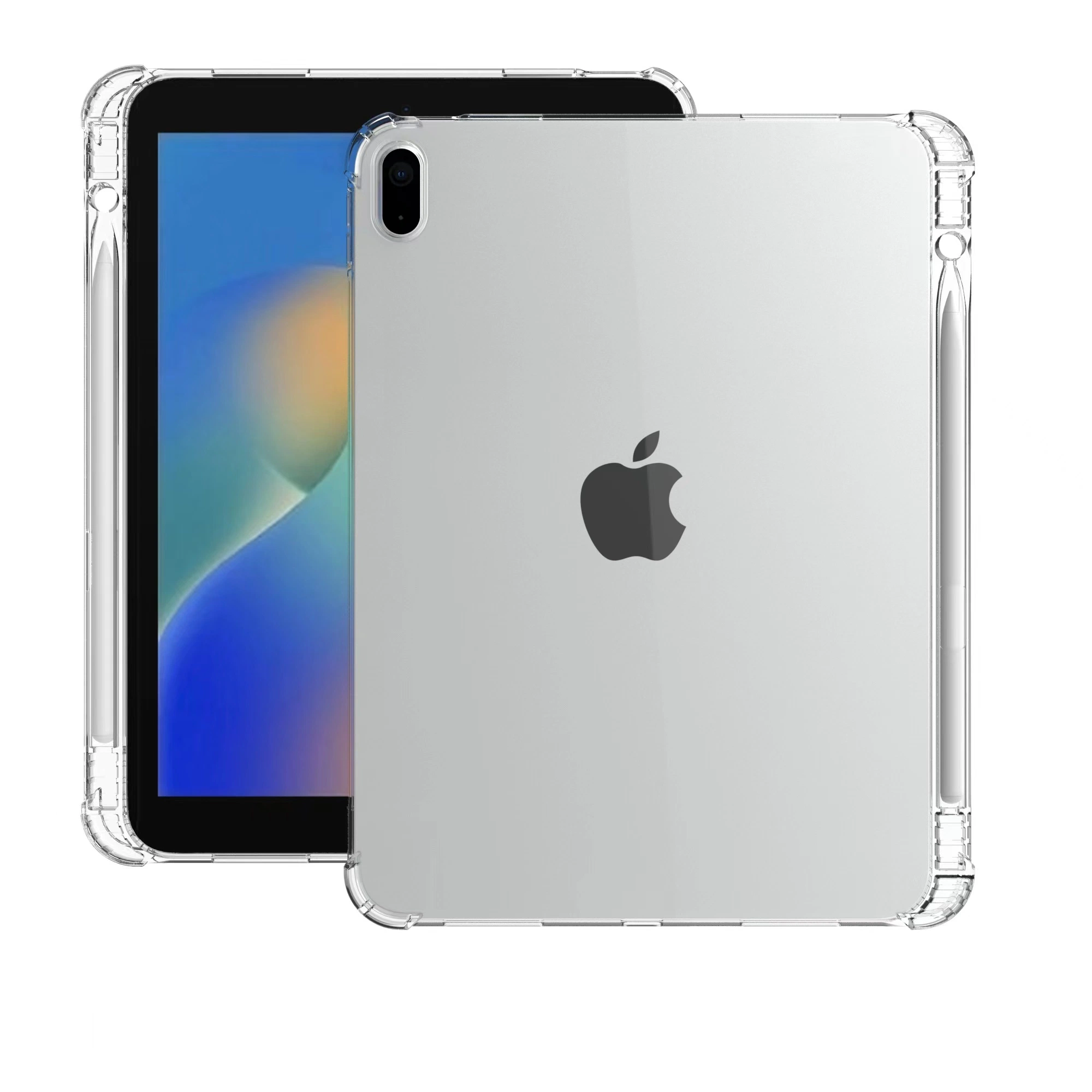 Shockproof Transparent Soft TPU Case with Pencil Holder for iPad 7 8 9 10.2 Inch 2019 2020 2021
