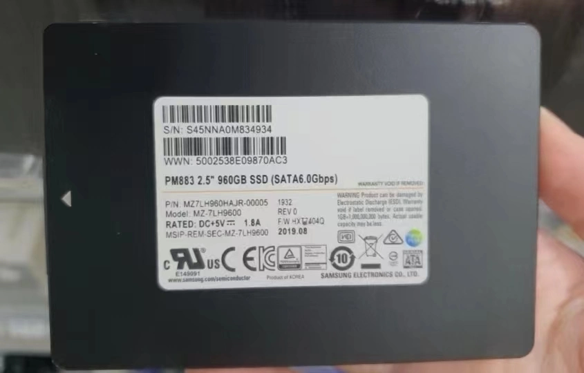 S45nna0m834934 Pm883 2.5" 960GB SSD SATA6.0gbps Mz-7lh9600 Notebook Laptop Computer Internal SSD Solid State Hard Drive for Replacement