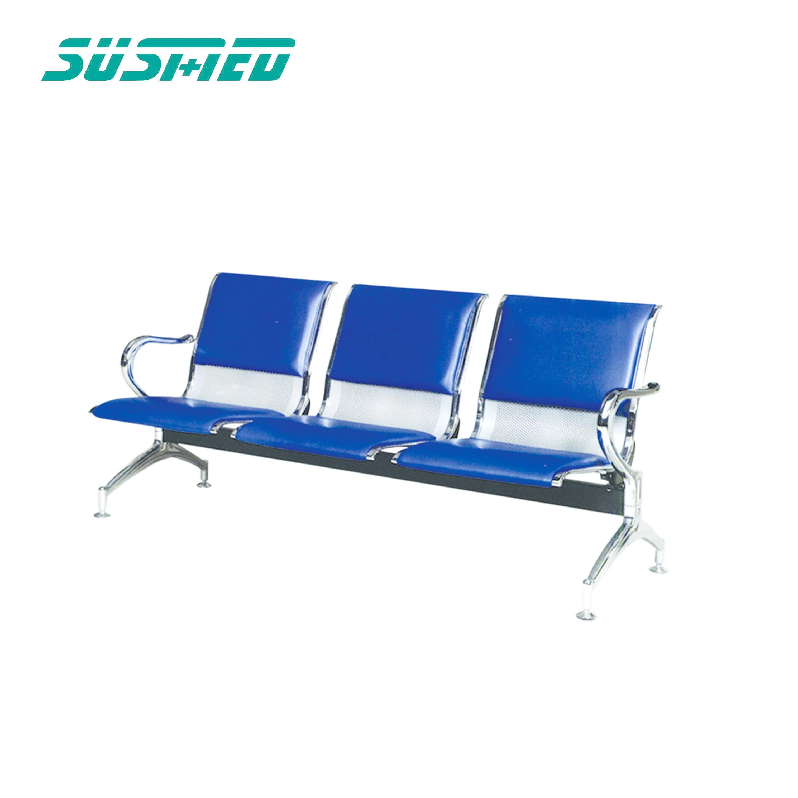 Seating Bench Without Arm Steel Hospital Waiting Chair Public 3-Seater Airport Line Chair