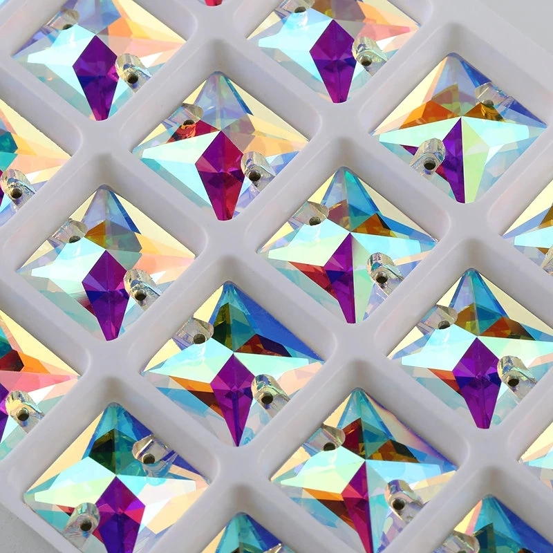 Alle Größen quadratische Ziersteinchen Kristall ab Flatback Glas Nähen Kristall Perlen 10mm, 12mm, 14mm, 16mm, 22mm