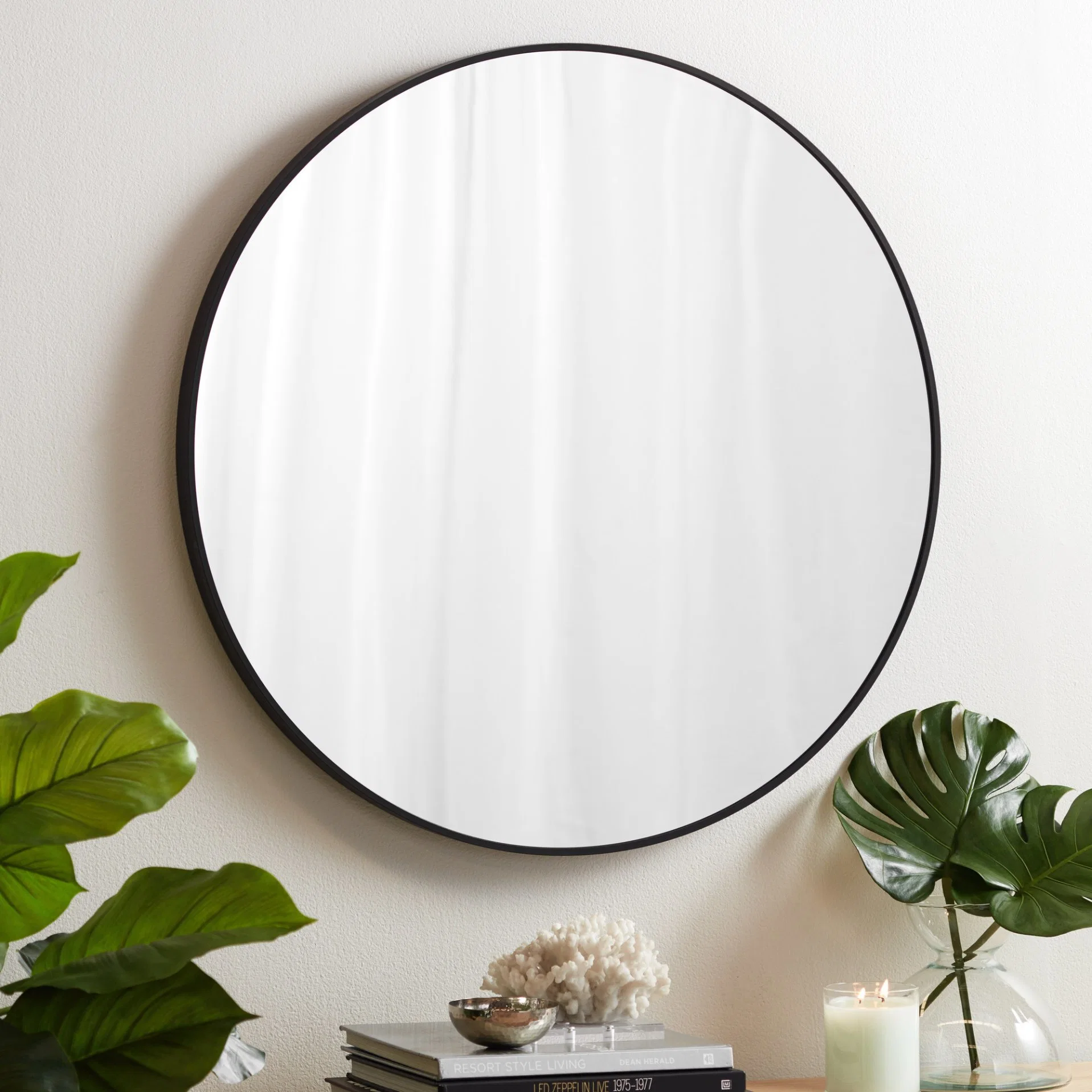 600*600*40mm Black Golden Aluminum Framed Round Bathroom Wall Mirrors