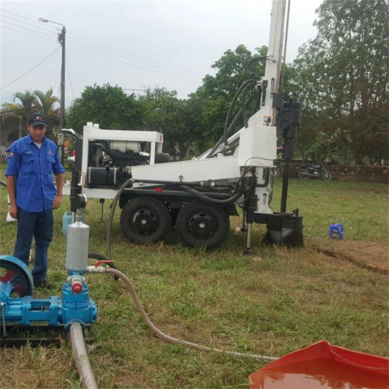 200m ruedas agua profunda pozo perforador de roca máquina