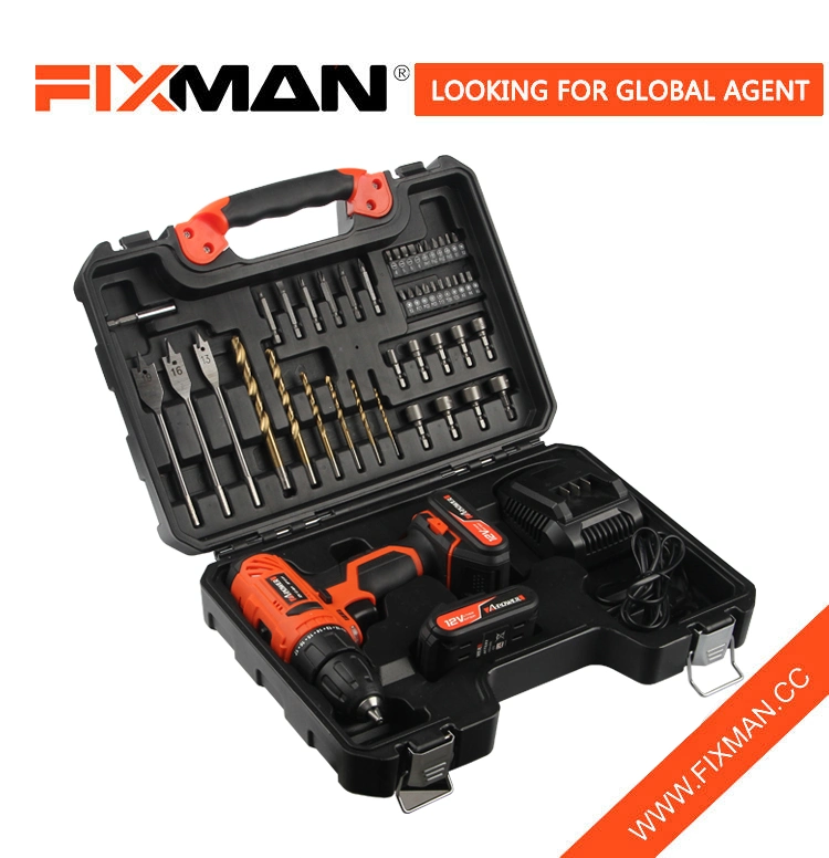 Fixman Electric Tools 12V 47PCS potência de Lítio aparafusadora sem fio configurado