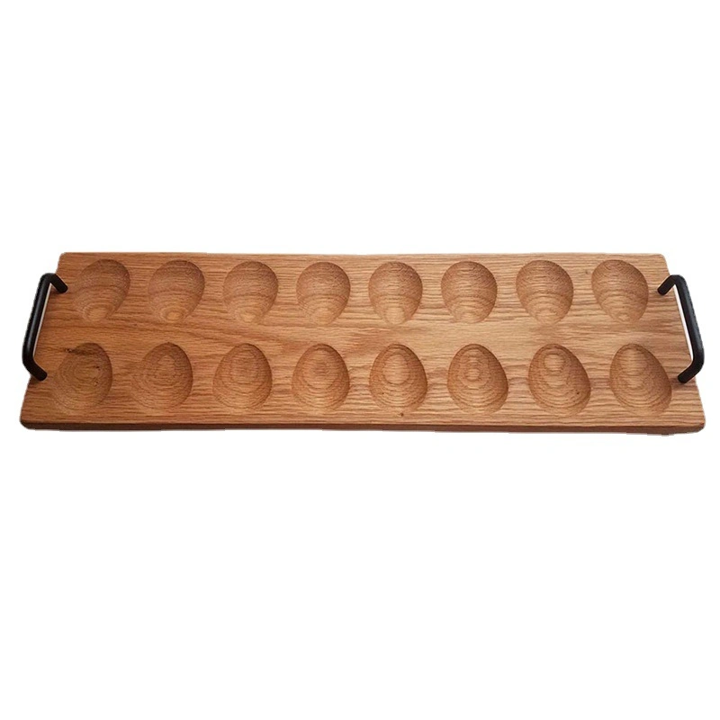 Aveco 16 PCS Creative Nature Color Storage Individual Hole Wooden Egg Tray with Handle and High Bottom Feet