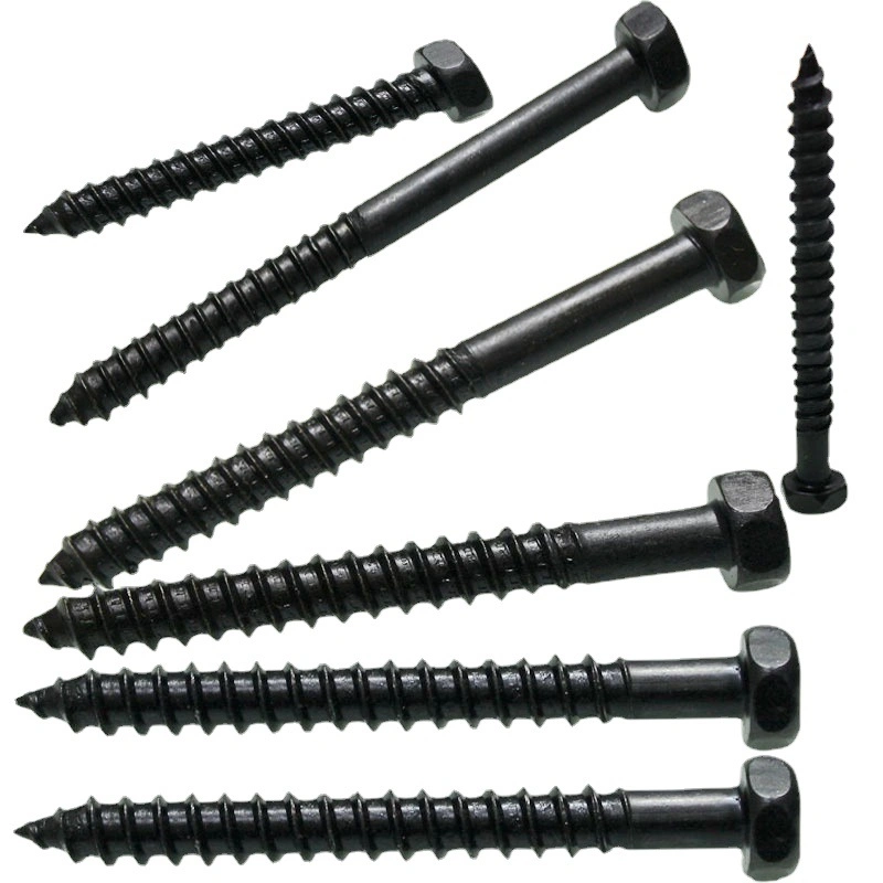 Carbon Steel Black Boxide Hex Head Wood Lag Screws