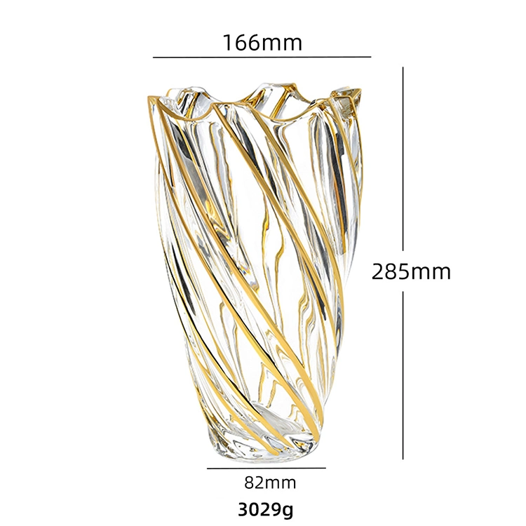 Wholesale/Supplier Unique Glass Flower Vases with Gold Rim Light Luxury Classical Irregular Shape Glass Vase