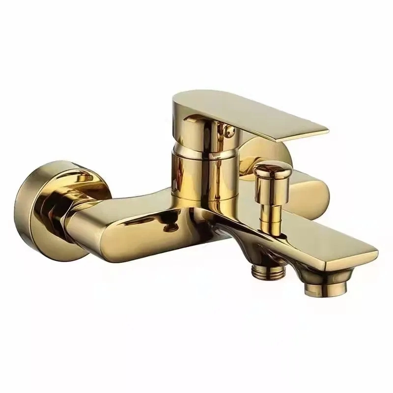 Luxury Hotel Shower Mixer Wall Mounted Brass Body Zinc Handle Gold Bathtub Shower Faucets