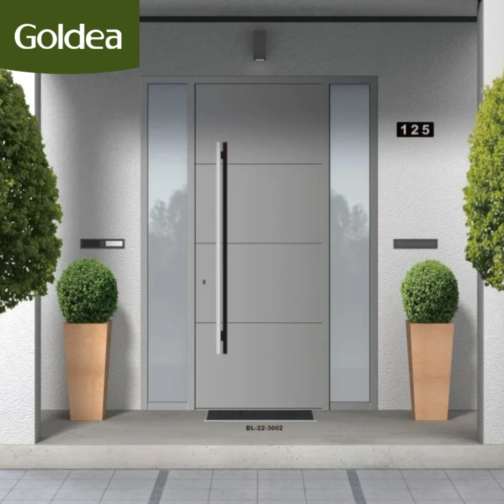 Outside Composite Toilet Simple Solid Wood Green Aluminium New Design Stainless Metal Steel Exterior Main Front Door
