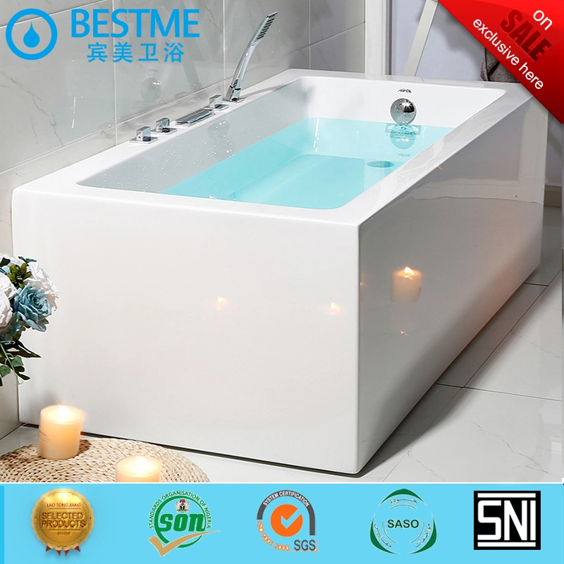 Bathroom Manufacture Square Shap Shower Acrylic Bathtub (by-Y2581)