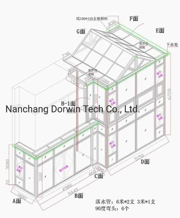 Wind Resistant Scale 15 Typhone 30 Years Projected Lifetime Double Floor Garden Living Villa Sunroom Glass Building