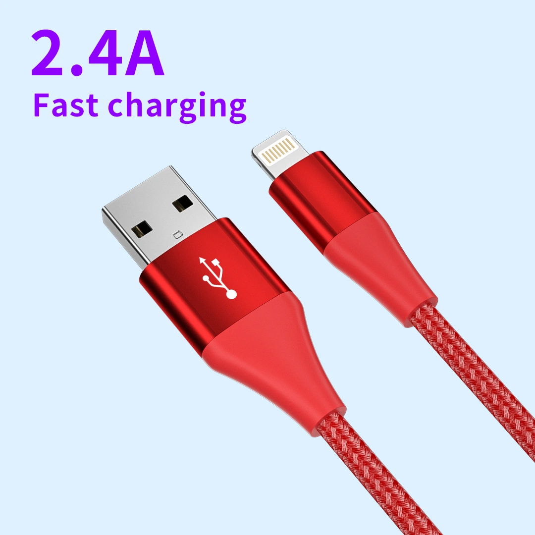 Nylon Braided Lightning Cable Mobile Phone USB Cable 1m 2.4A Charging Cable Data for iPhone iPad iPod