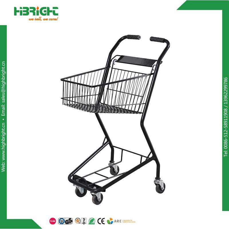 Plastic PP Basket Trolley Double Layer Shopping Cart