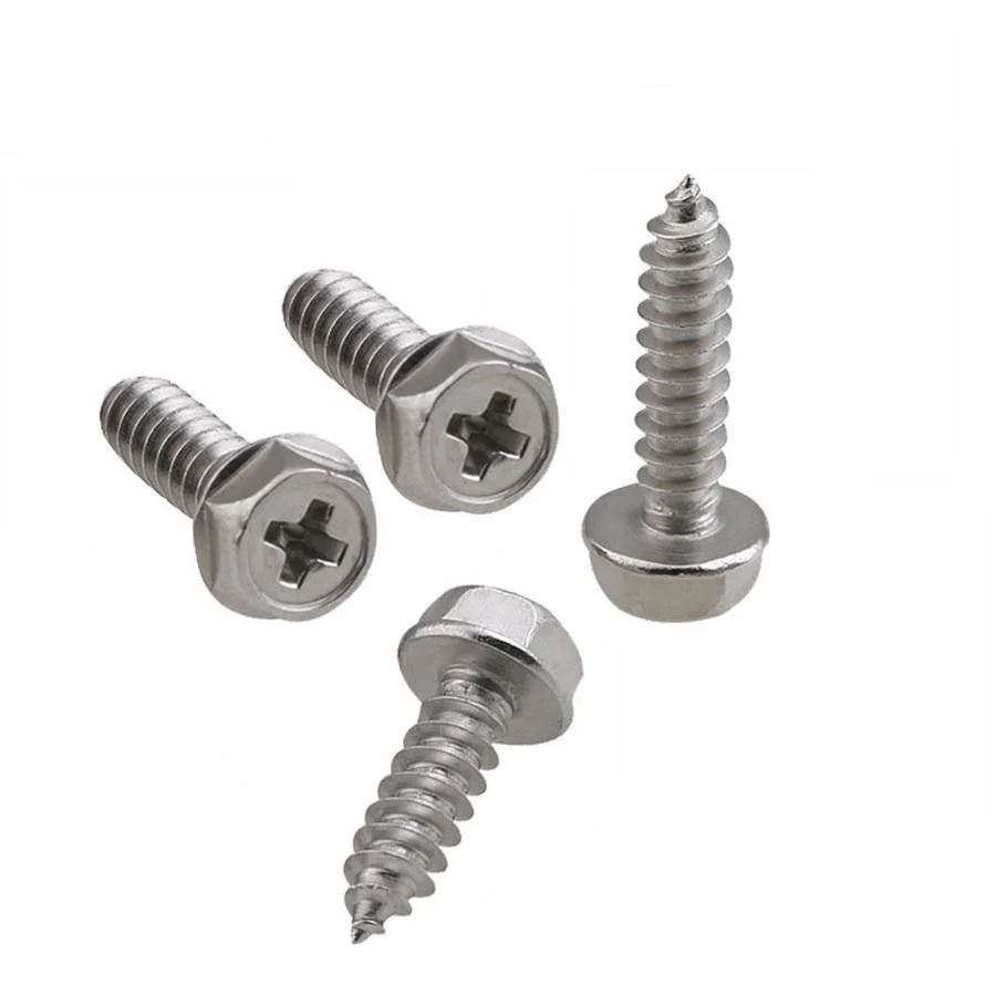 M3-M6 Phillips External Hex Flange Self Tapping Wood Screws with Pad Washer Stainless Steel Cross Hex Head Self Tapping Screw
