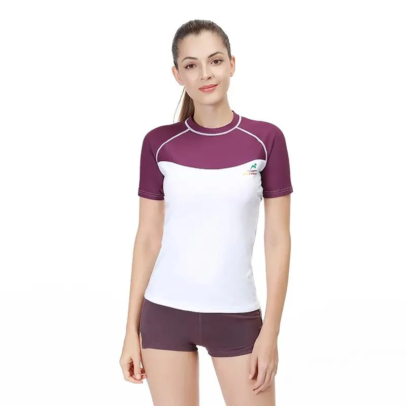 OEM ODM Service Women's Short Sleeve Rashguard Upf 50+ Nylon Rash Guard