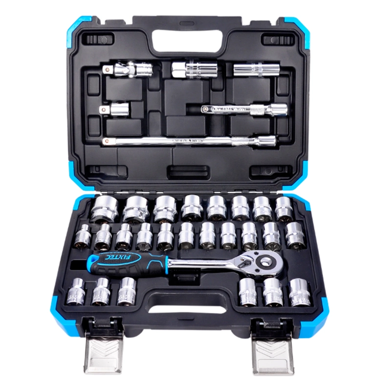 Fixtec Auto reparación de vehículos de conjunto de herramientas de mano portátil 32PC Juego de vasos de 1/2" de los hogares de grado industrial Reparación de caja de Kit de herramientas de la llave de vaso