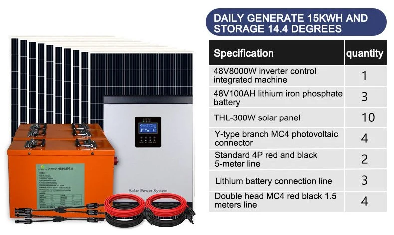 3kw/5kw/10kw/15kw Complete Home Energy Storage Power on/off-Grid Hybrid System Inverter and Lithium Battery