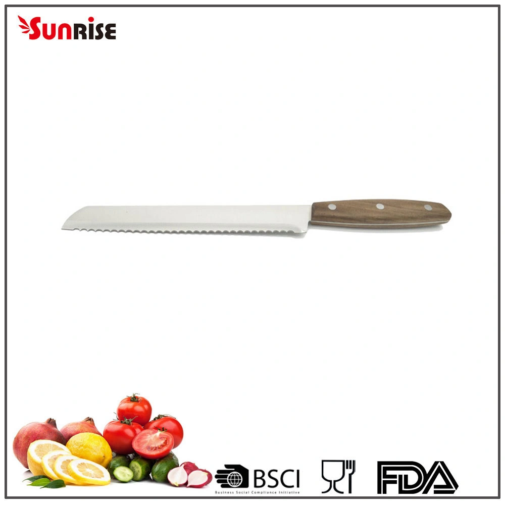 Cookware 8" Hollow Ground Bread Knife with Wooden Handle (KSK553)