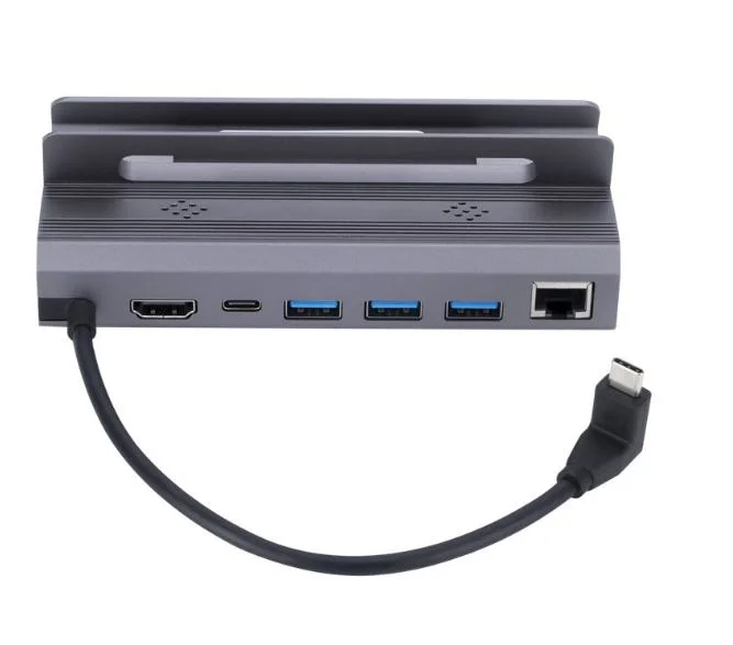 Hub USB de ancoragem de jogos multifuncional 4K 60 Hz Gigabit 6 em 1