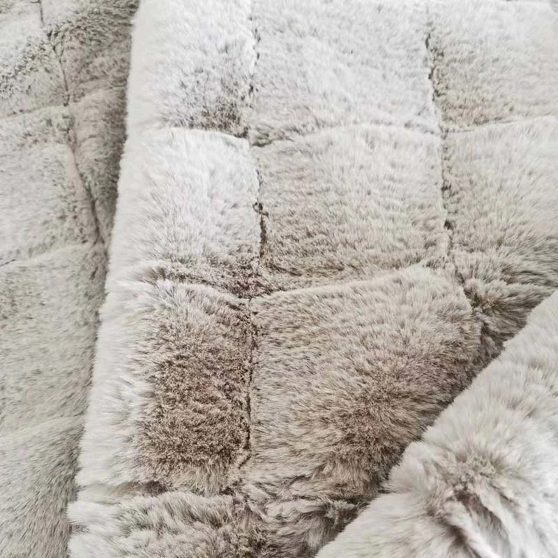 Poliéster Luxury Jacquard Soft Fabric of Plush Fake Rabbit Fur Microfibra de los hometextiles