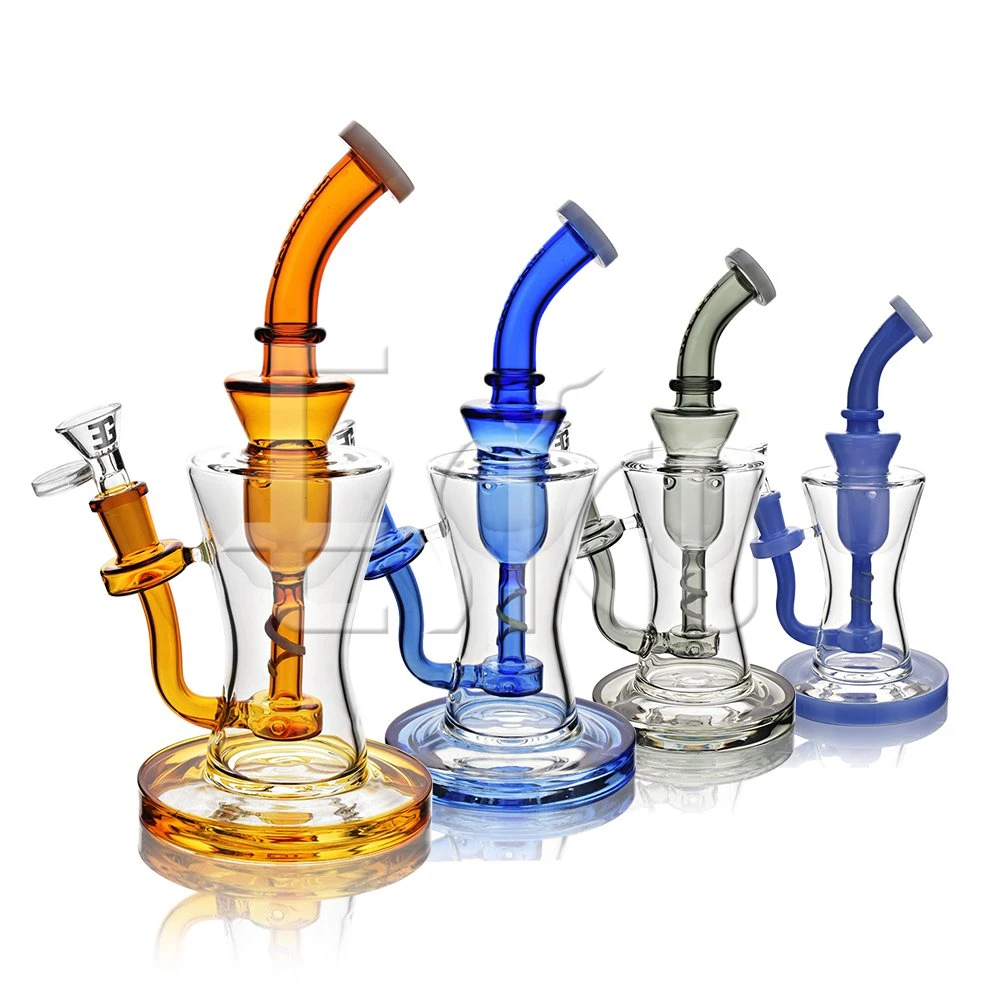 Nuevo diseño Esigo silencioso de alta calidad azul marrón y gris tubo Shisha tabaco DAB plataforma petrolífera de vidrio al por mayor de la tubería de agua con el recipiente transparente