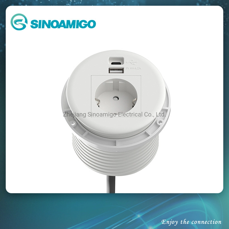 Desktop Socket Switch for Workplace with Dual USB Charger