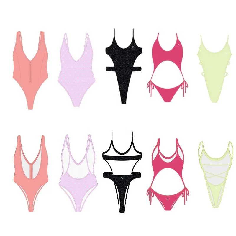 2023 Женские двухкомпонентные костюмы для плавания Thong Beach Bikini с текстурой Одежда для плавания из ткани для лета