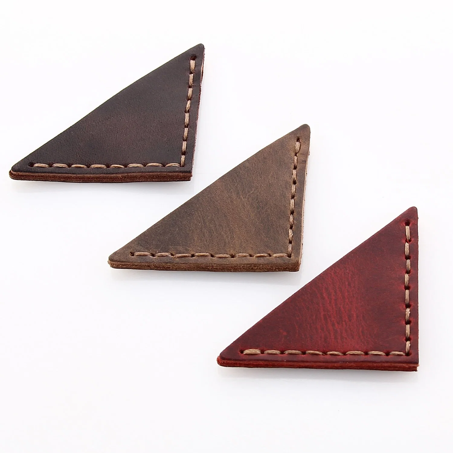 Artesãos artesanais Gift Retro Premium genuíno Triangle Leather Bookmark Atacado Fornecimento de escritório