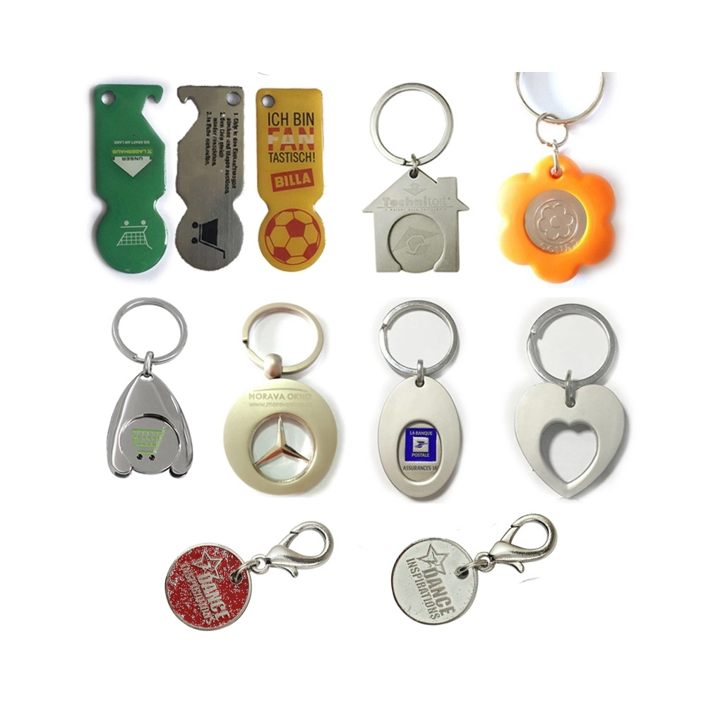 Custom Promotion Supermarket Cart Round Brass China Made Shopping Trolley Locker Token Coin Key Holder