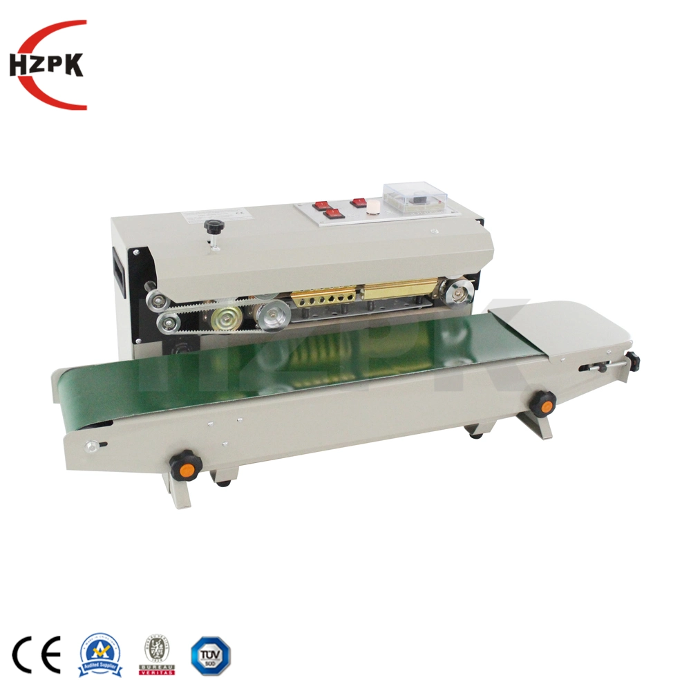 Hzpk Fr-900 Heat Seal Sealer Continue Ready Made Coffee Bags Filling Machines Mylar Plastic Bag Packing Sealing Machine for Noodles