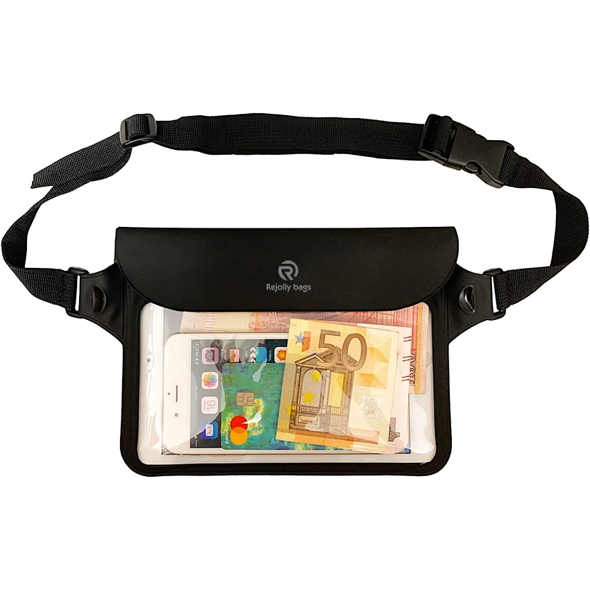 Wasserdichte Tasche mit Screen Touch-Taillenbund und verstellbarem Trageriemen Ihr Telefon Kindle Wallet Geld Wertsachen Dry Bags