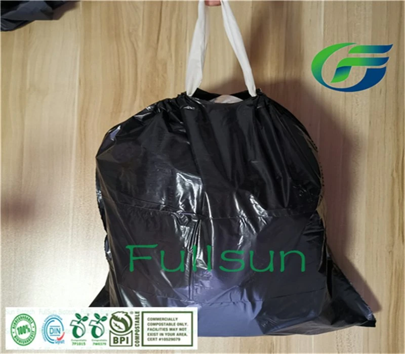 Cordão Trashbag biodegradáveis Mala Home DIN EN13432 a compostagem de saco de lixo