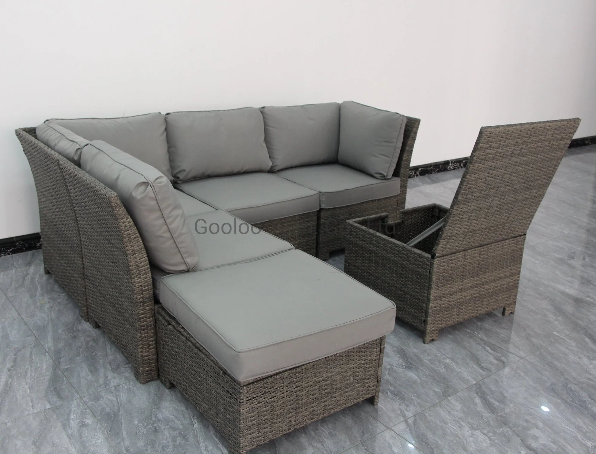 Personalización básica PE Rattan Sofá conjunto Muebles de Jardín fácil Limpio