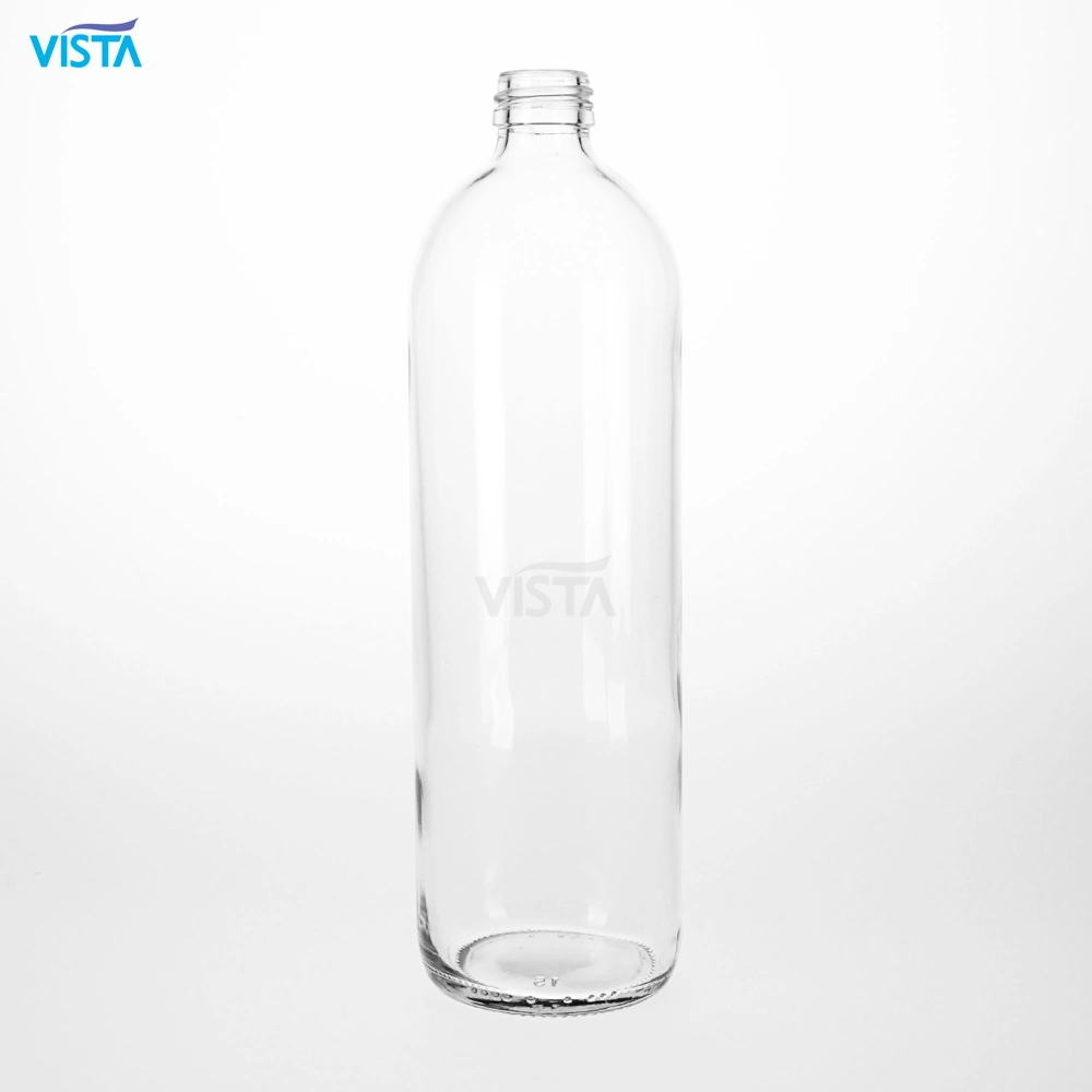 Promotional Personal Logo Flint Clear Milk Empty 750ml 1000ml Mineral Water Glass Boston Bottle with Screw Cap