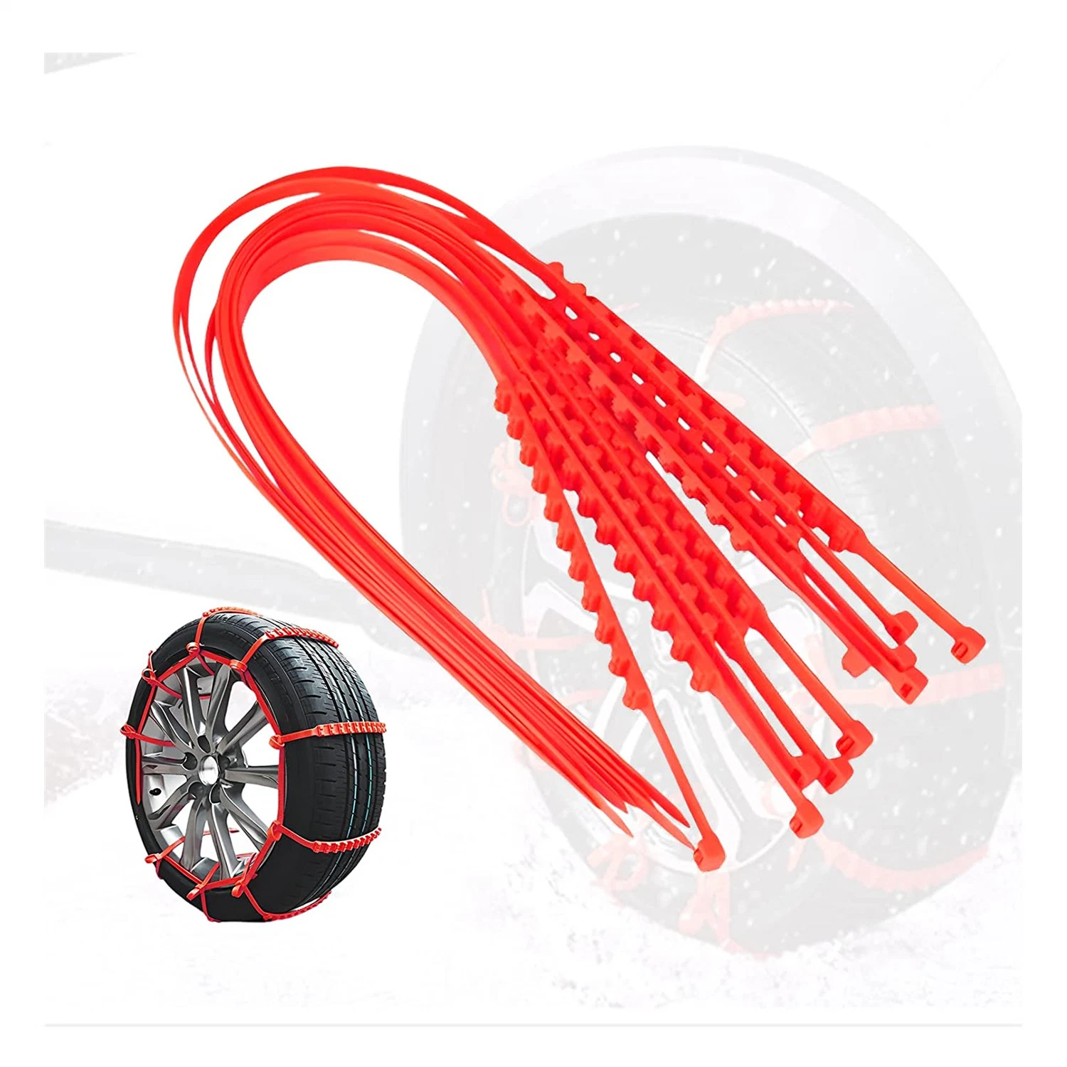 Snow Chains Pack of 10 Universal Snow Chains Reusable Snow Chains for Car Adjustable Non-Slip Tyre Chains Non-Slip Cable Ties for Ice Snow Mud Road