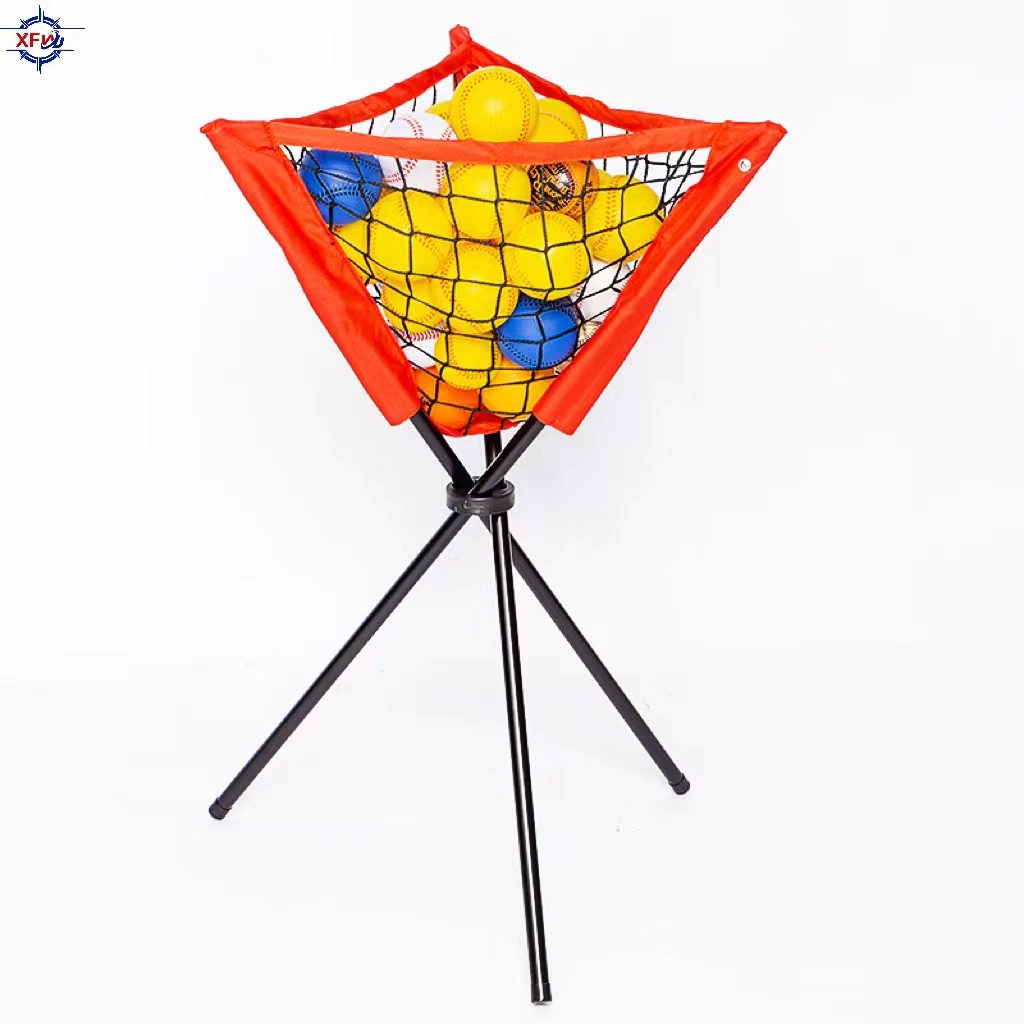 Large Capacity Balls Collection Movable Portable Softball Caddy Stands with Polyester Net