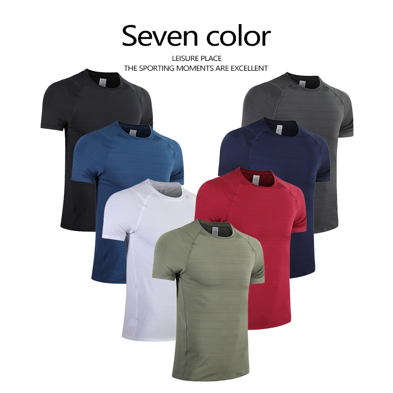 Großhandel T-Shirt 89% Polyester 11% Spandex Herren Sportbekleidung Personalisierbare Logo Einfarbige T-Shirt Herren-T-Shirt