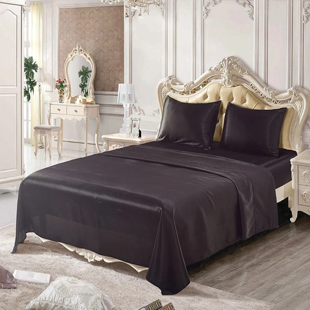 New Product 4PCS Bedding Sets 100% Polyester Silk Feeling Bedding Set Satin