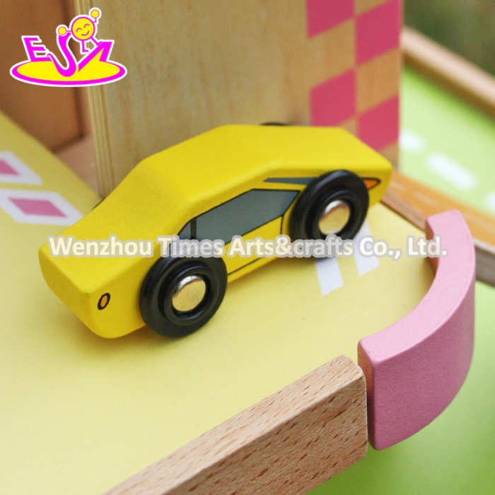 New Products Lovely Pink Children Wooden Toy Garage for Cars W04b050