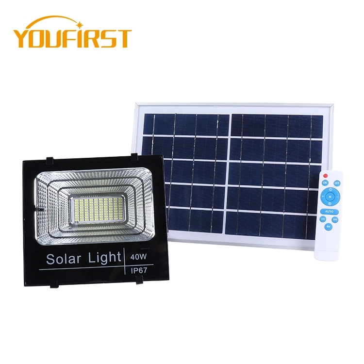 Solar Flood Light Rechargeable Remote Control 40W 60W 100W 200W Ball Park Squre Waterproof Outdoor Flood Light