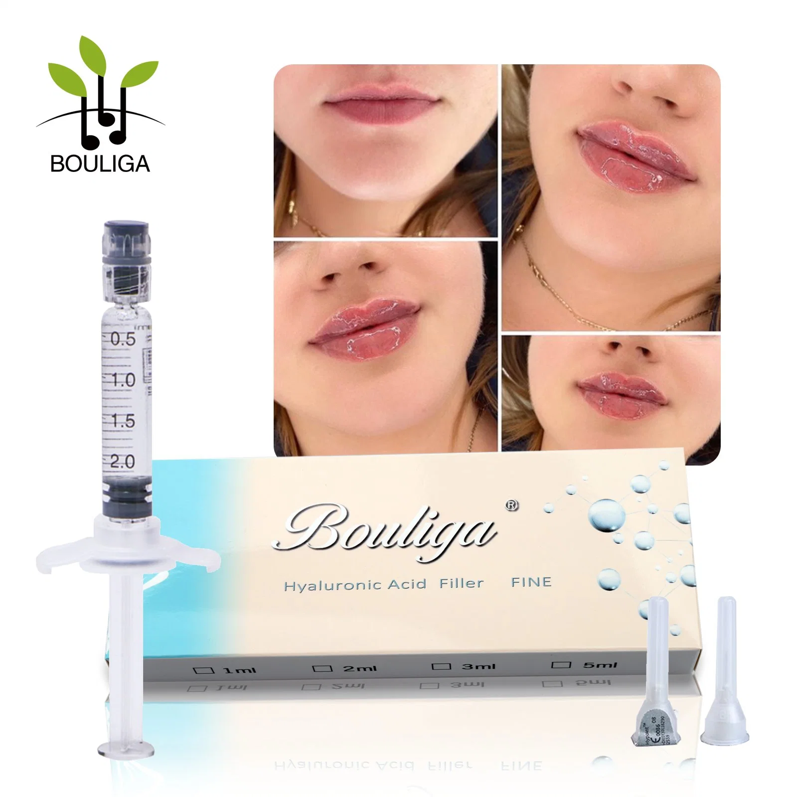 L'acide hyaluronique Bouliga face cutanée de 2 ml de remplissage Cross lié Ha lèvre injections de remplissage