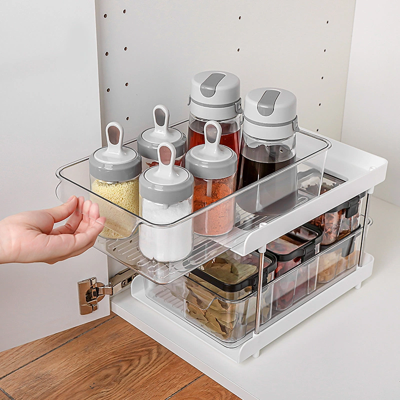 Kitchen Storage Rack Drawer Cabinet Condiment Organizer Double-Layer Pet Box