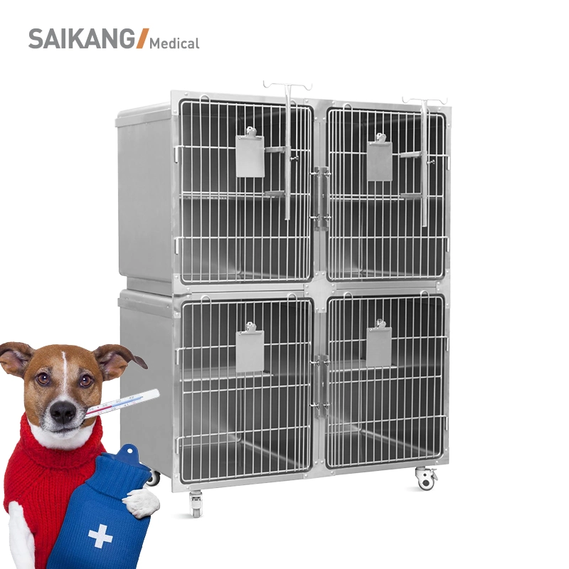 Sk-PC01 Saikang Wholesale/Supplier Large Stainless Steel Wire Animal Supplies Metal Outdoor Cat Dog Pet Cages with Casters